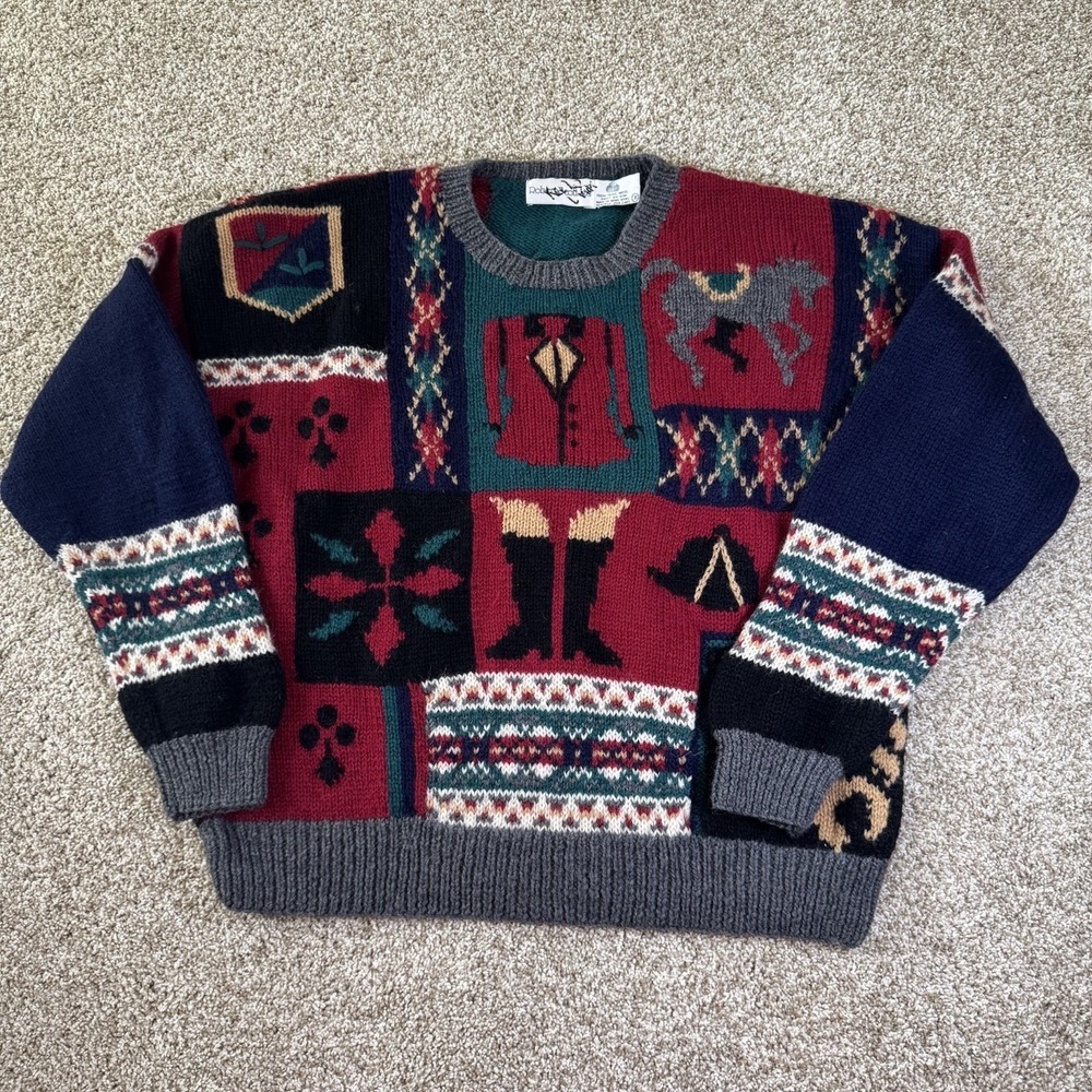 Vintage Robert Scott Ltd Womens Size 38 100% Pure Wool Holiday Crewneck Sweater